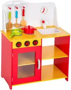 Cuisine en bois TecTake Jaune et Rouge